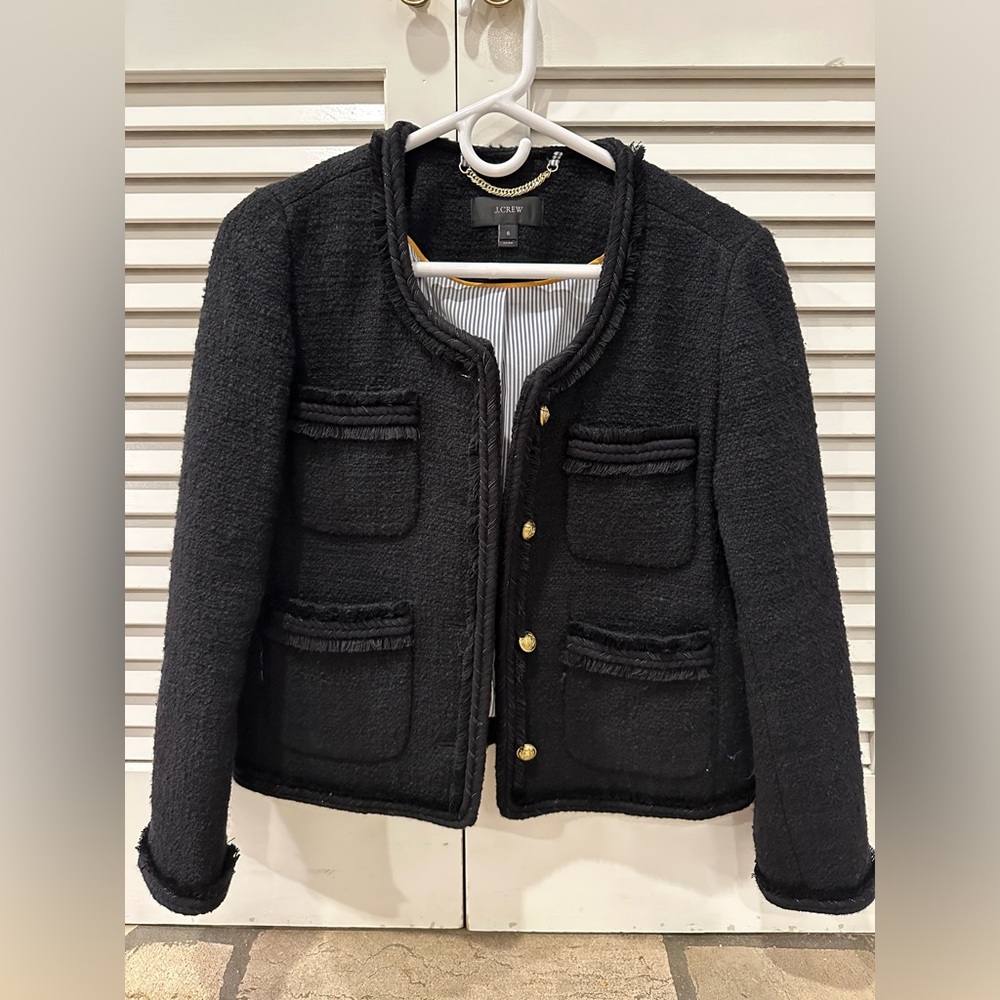 JCREW Black Tweed Coat